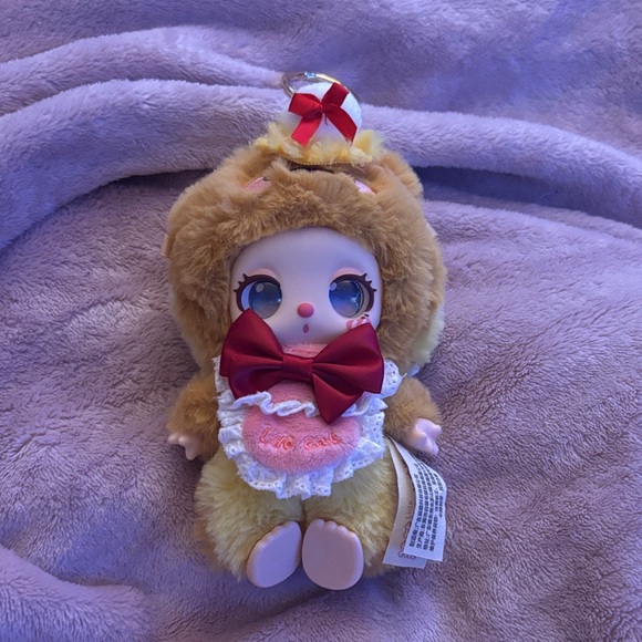 Labubu Other - Cute Authentic Liila V4 Chef Kitten Series Plush Doll Blind Box Toy Orange Bagel